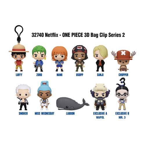 ONE PIECE NETFLIX LIVE ACTION SERIES 2 Bag Clip Keyring (Blind Bag)
